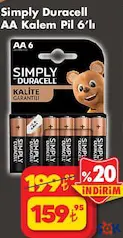 DURACELL SİMPLY AA KALEM PİL 6'LI DURACELL SİMPLY AA KALEM PİL 6'LI